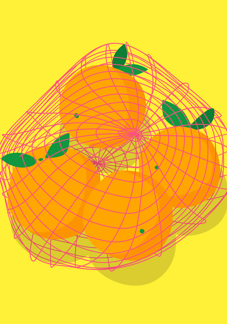 Postkarte - neonstyle - Orangen im Netz Postkarte - neonstyle - Orangen im Netz