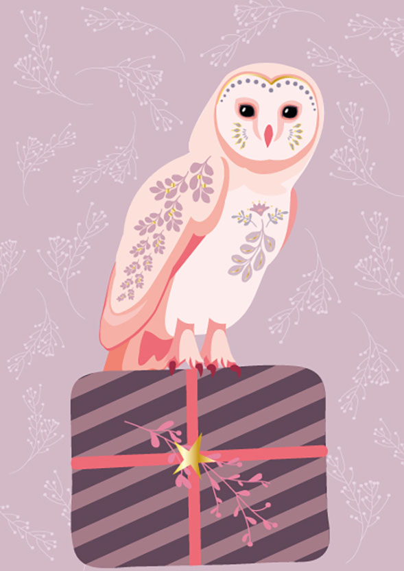 Postcard - Toni Starck - christmas owl