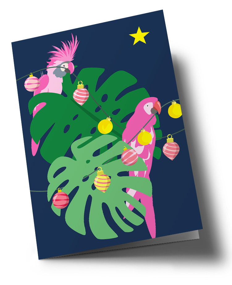 Klappkarte C6 - Happiness - X-Mas Parrots Klappkarte C6 - Happiness - X-Mas Parrots