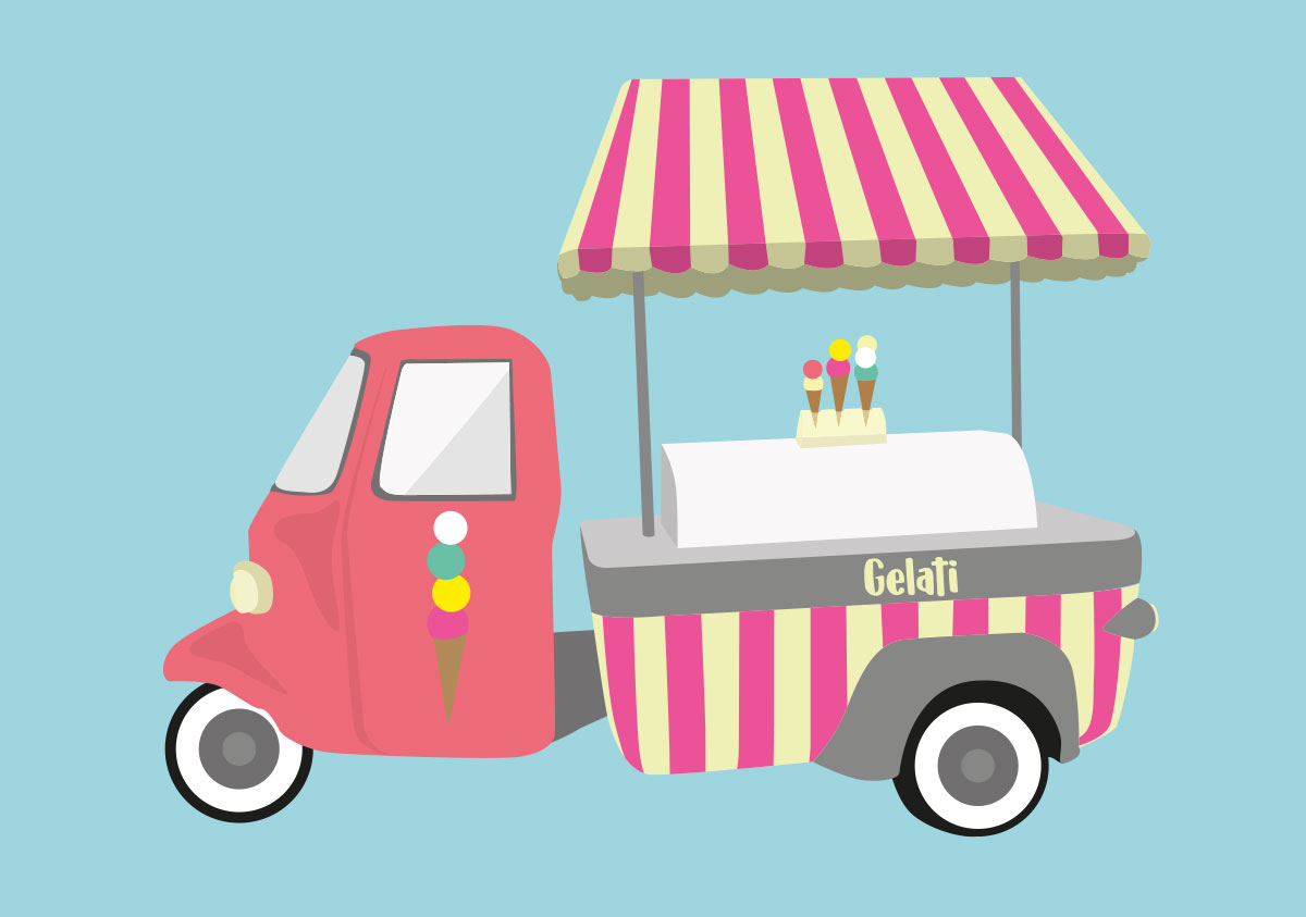 Postcard - luminous - Ice cream van