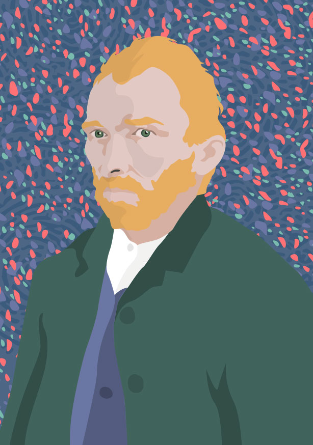 Postkarte - Vincent van Gogh, Selfportrait, neon