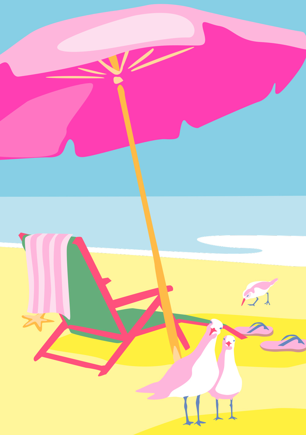 Postkarte - Limoncella - Sonnenstuhl am Meer