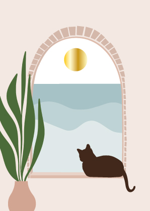 Postkarte - Toni Starck - Cat in window Postkarte - Toni Starck - Cat in window