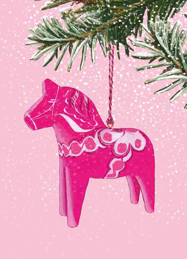Postcard - m-illu - Horse pink