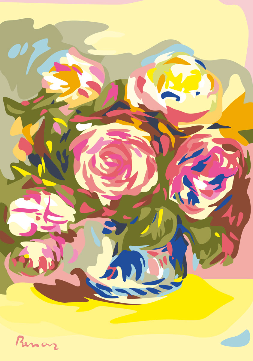 Postkarte - Museum Art - vase de roses, Renoir