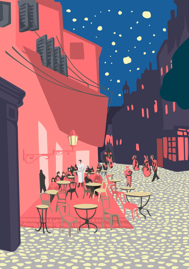Postkarte - Museum Art - Café Terrace at night, van Gogh Postkarte - Museum Art - Café Terrace at night, van Gogh