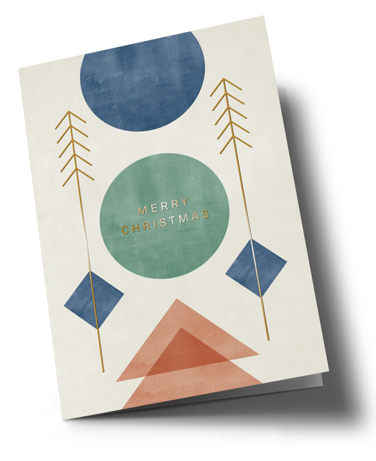 Doublecard C6 - Designfräulein - Geometric Xmas - Emerald Circle, Gold foil