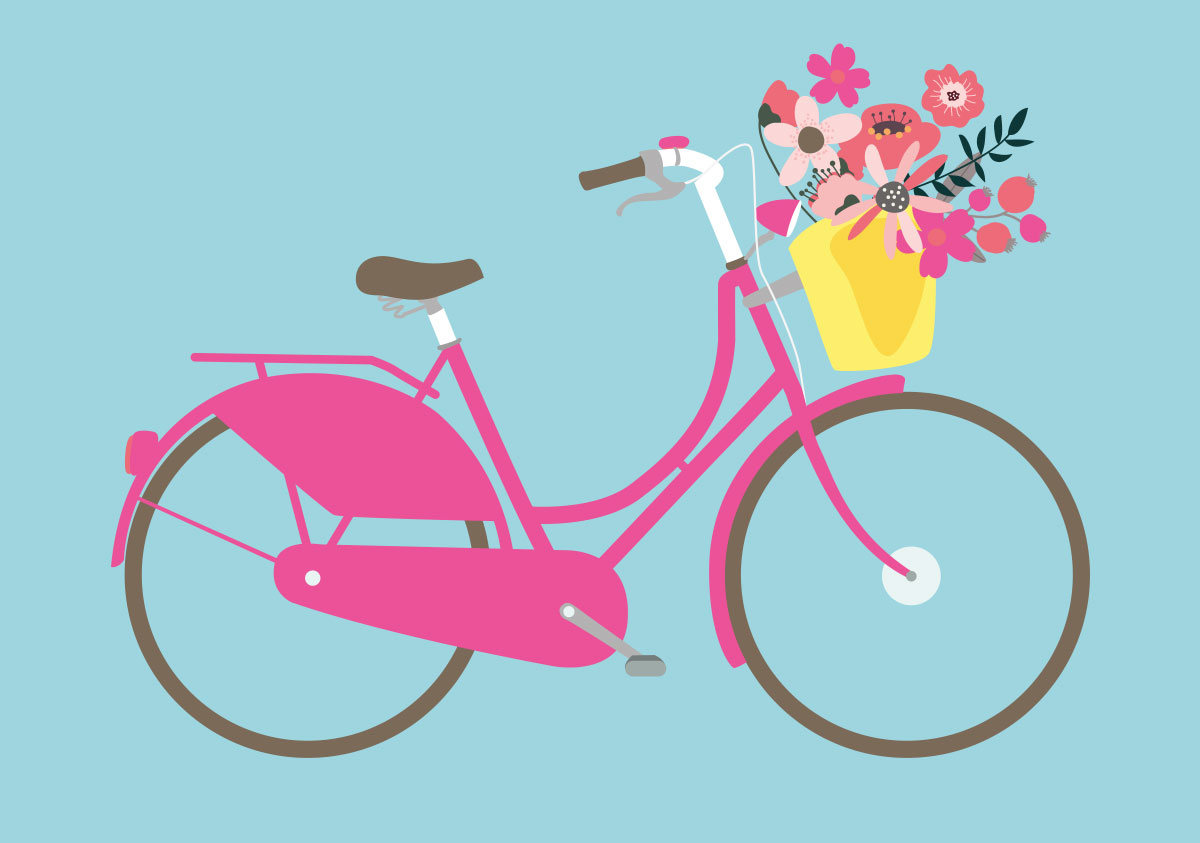 Postcard - luminous - flower bike