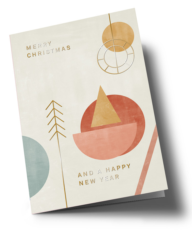 Doublecard C6 - Designfräulein - Geometric Xmas - Yellow Triangle, Gold foil