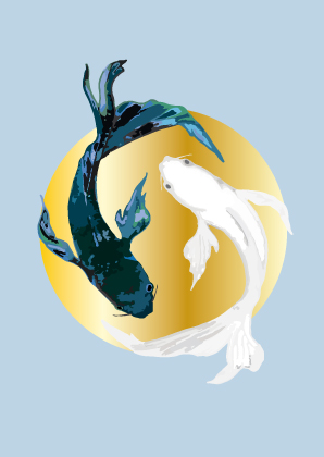 Postcard - Toni Starck - Kois, Yin Yang