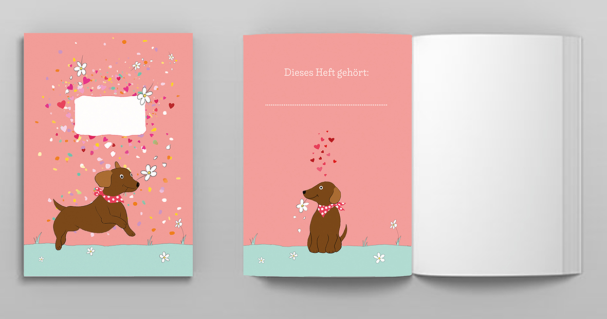Booklet A6 - m-illu Funny friends - Dachshund koralle Booklet A6 - m-illu Funny friends - Dachshund koralle