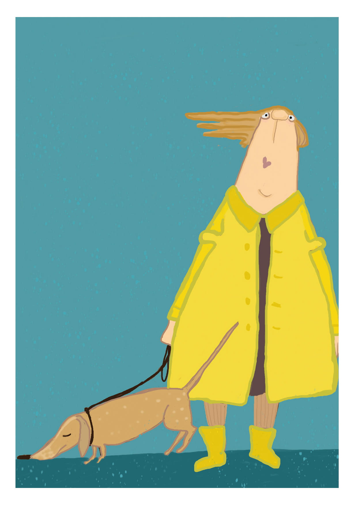 Postcard - kittiekatstudio - Dogwalk