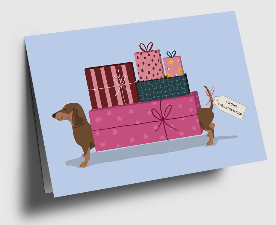 Klappkarte C6 - Alfie's Greetings - Weihnachtsdackel