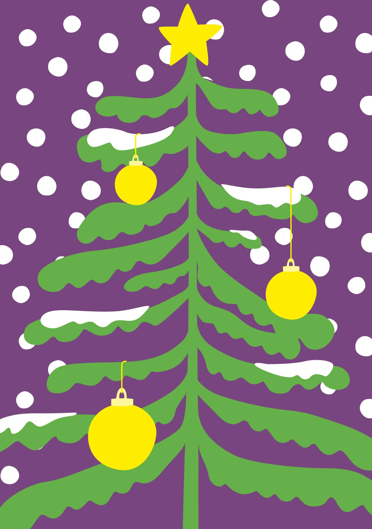 Postcard - luminous - green xmas tree