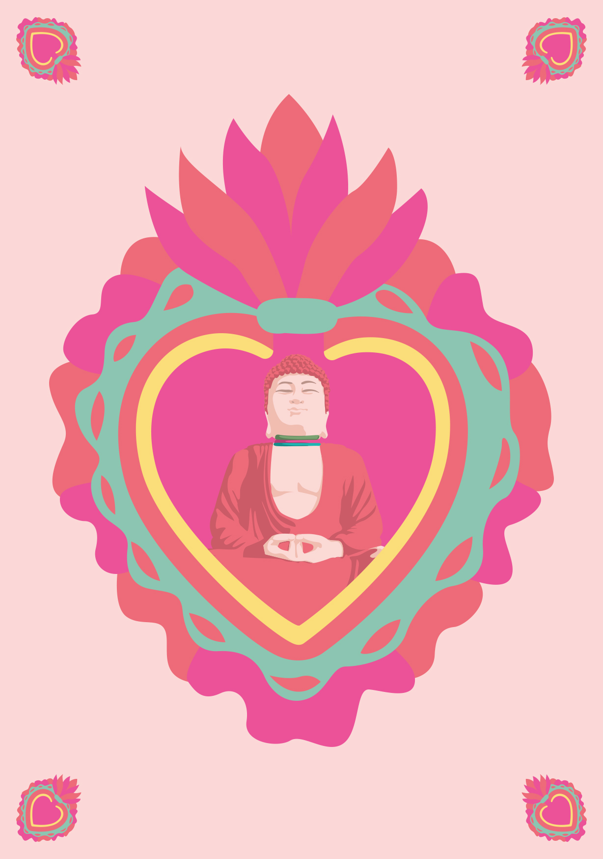 Postkarte - Happiness - Flaming Heart Buddha