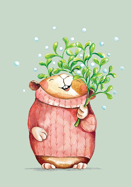 Postcard - Tabea Güttner - Mistletoe guinea pig