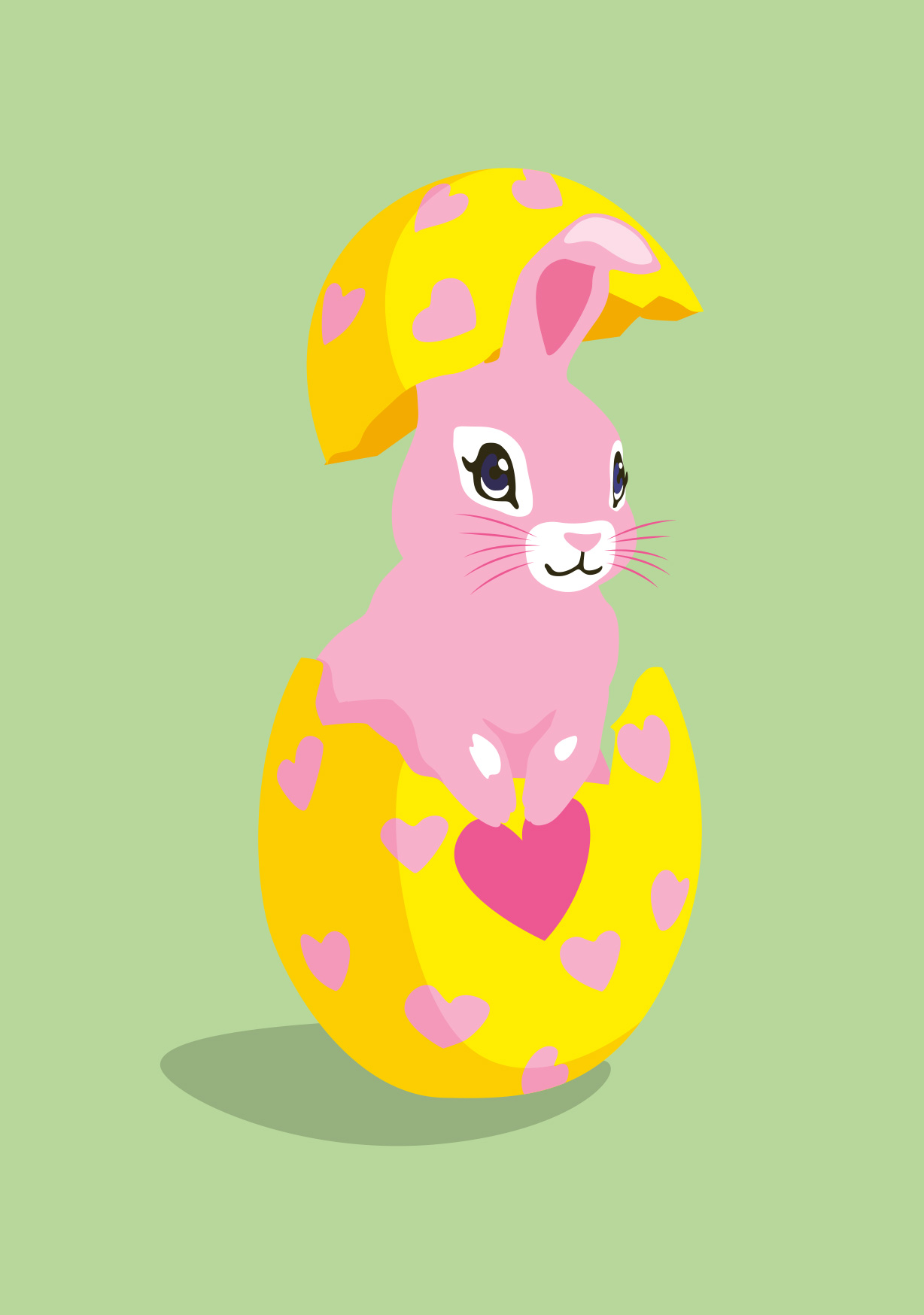 Postcard - luminous - Rabbit in an egg