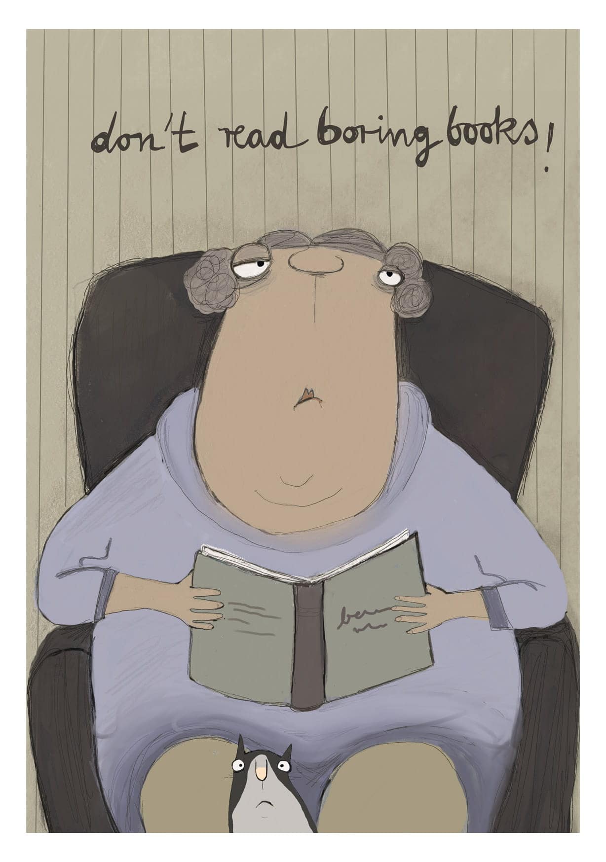 Postkarte - kittiekatstudio - boring books