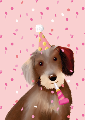 Postkarte - Toni Starck - Party sausagedog Postkarte - Toni Starck - Party sausagedog
