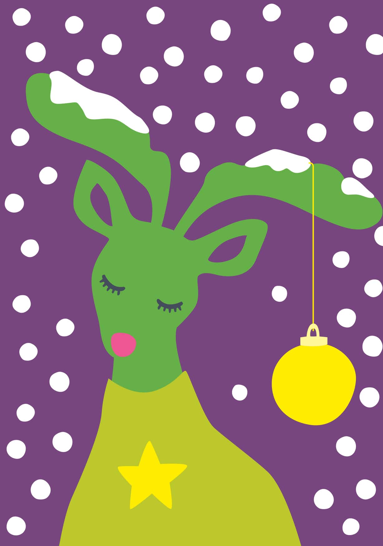 Postcard - luminous - funny deer