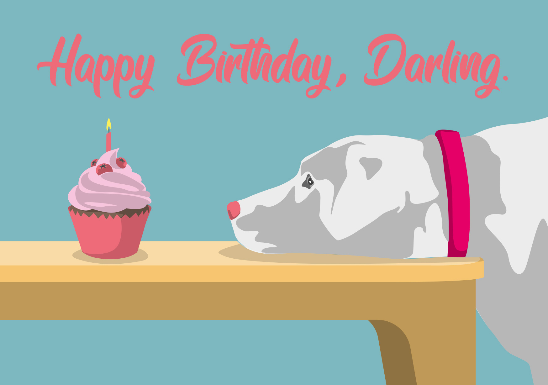 Postcard - luminous - Happy Birthday Darling Postcard - luminous - Happy Birthday Darling