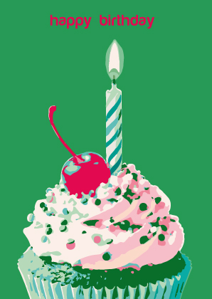 Postkarte - Toni Starck - Green Birthday Candle