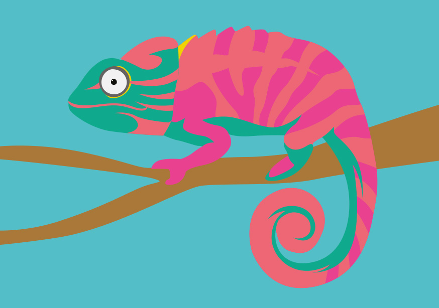 Postcard - luminous - chameleon