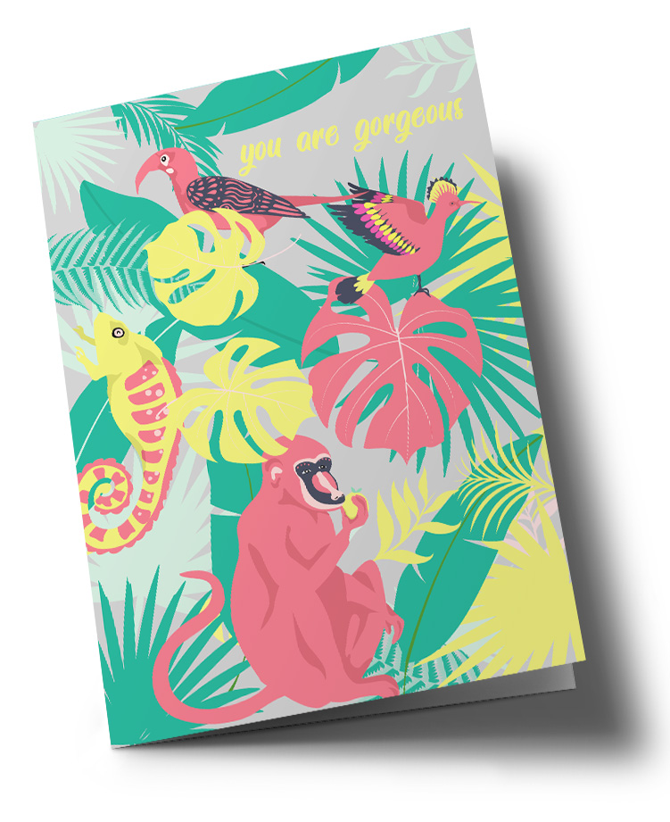 Doublecard C6 - happiness - you are geourgous - monkey Doublecard C6 - happiness - you are geourgous - monkey