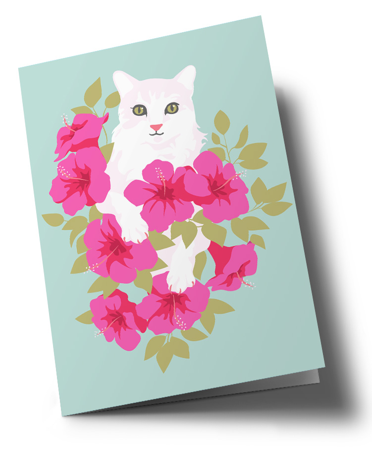 Doublecard C6 - happiness - Flower Cat