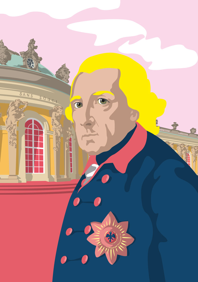 Postcard - pop art new generation - Friedrich II. von Preussen