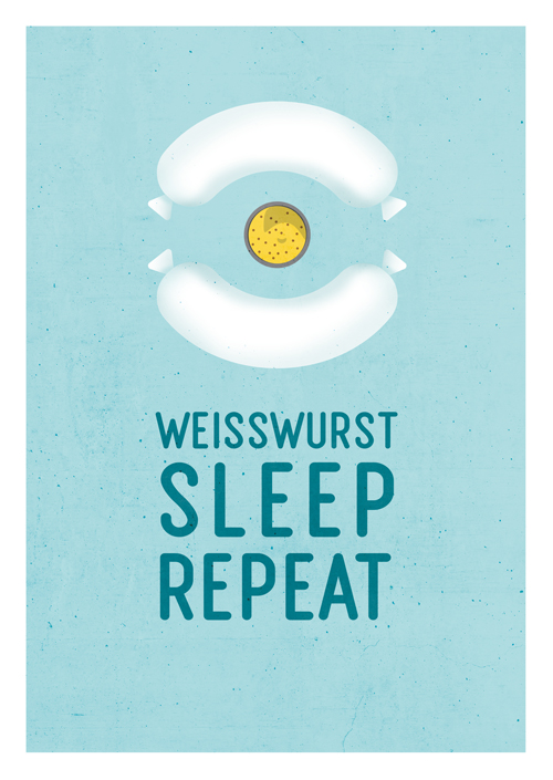Postkarte - Daria Ivanova - Weißwurst repeat Postkarte - Daria Ivanova - Weißwurst repeat