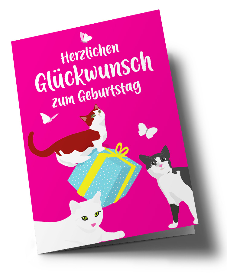 *DK A5 - Lucky Cards - Katzen Glückwunsch zum Geburtstag