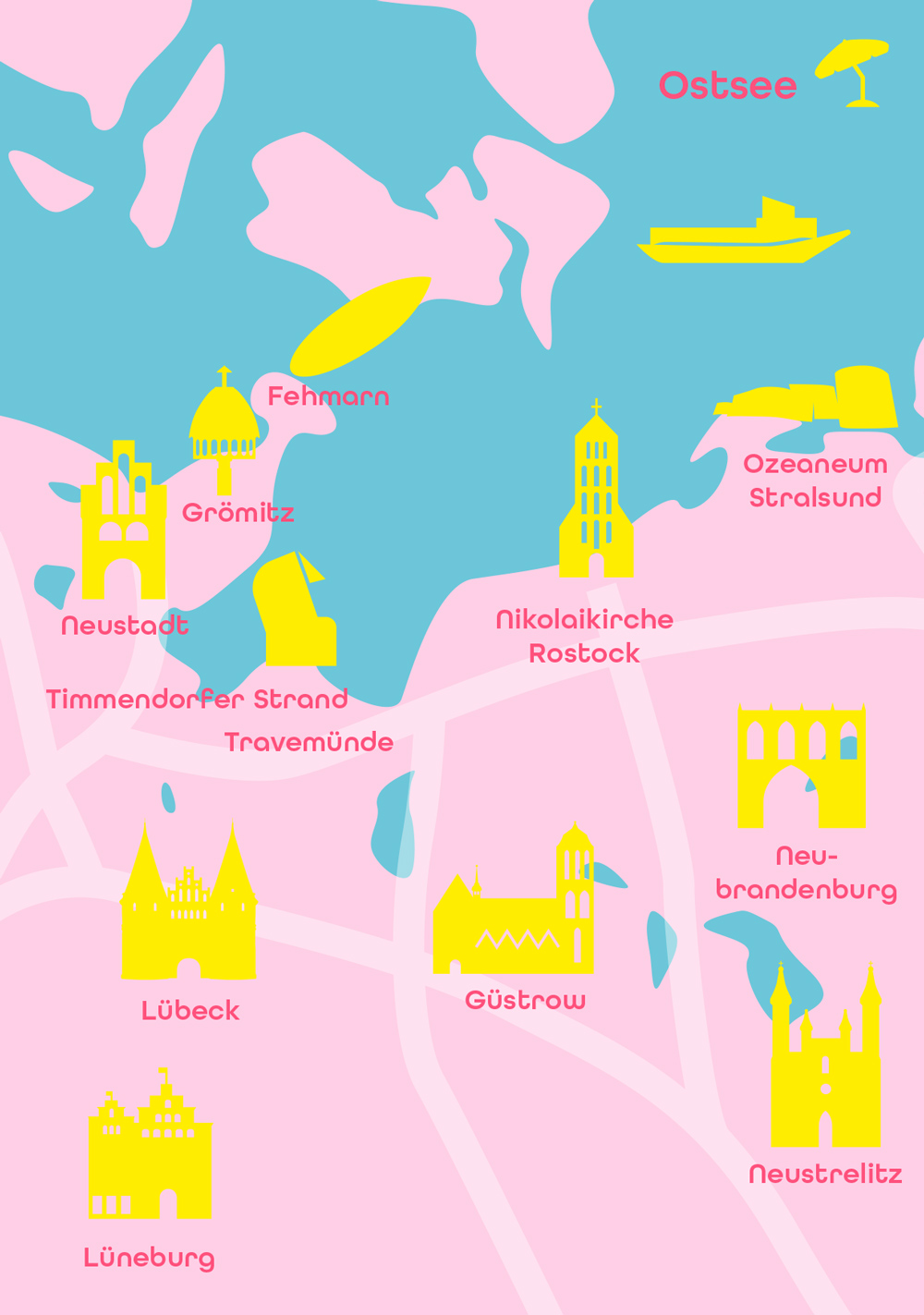 Postcard - Bon Voyage - Ostsee Minimap