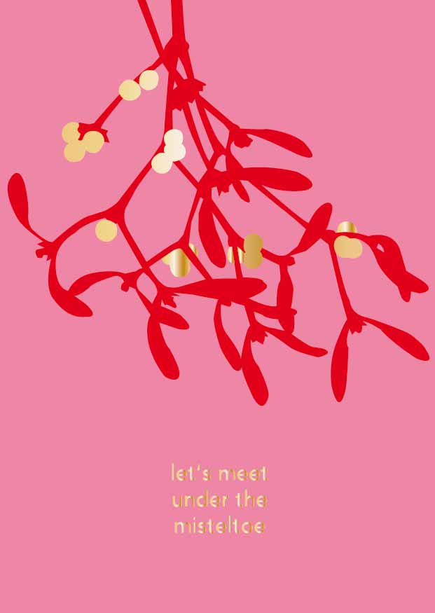 Postkarte - Toni Starck - Let’s meet under the mistletoe pink