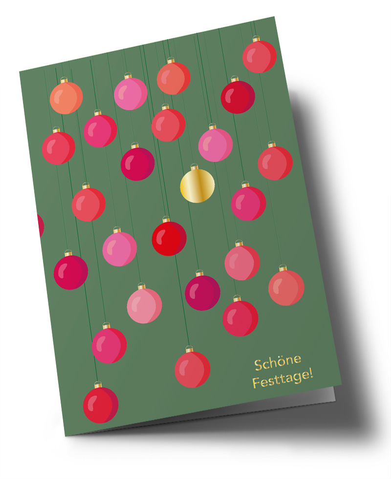 Klappkarte C6 - Toni Starck - Pink Baubles