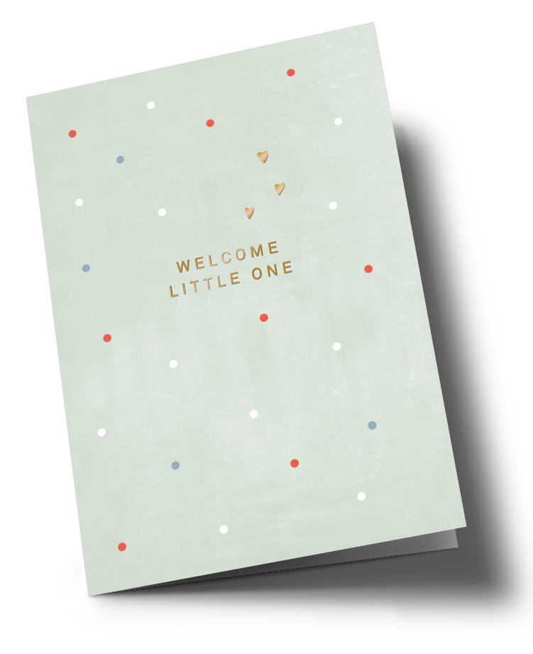 Doublecard C6 - Designfräulein - Welcome little one heart, Gold foil