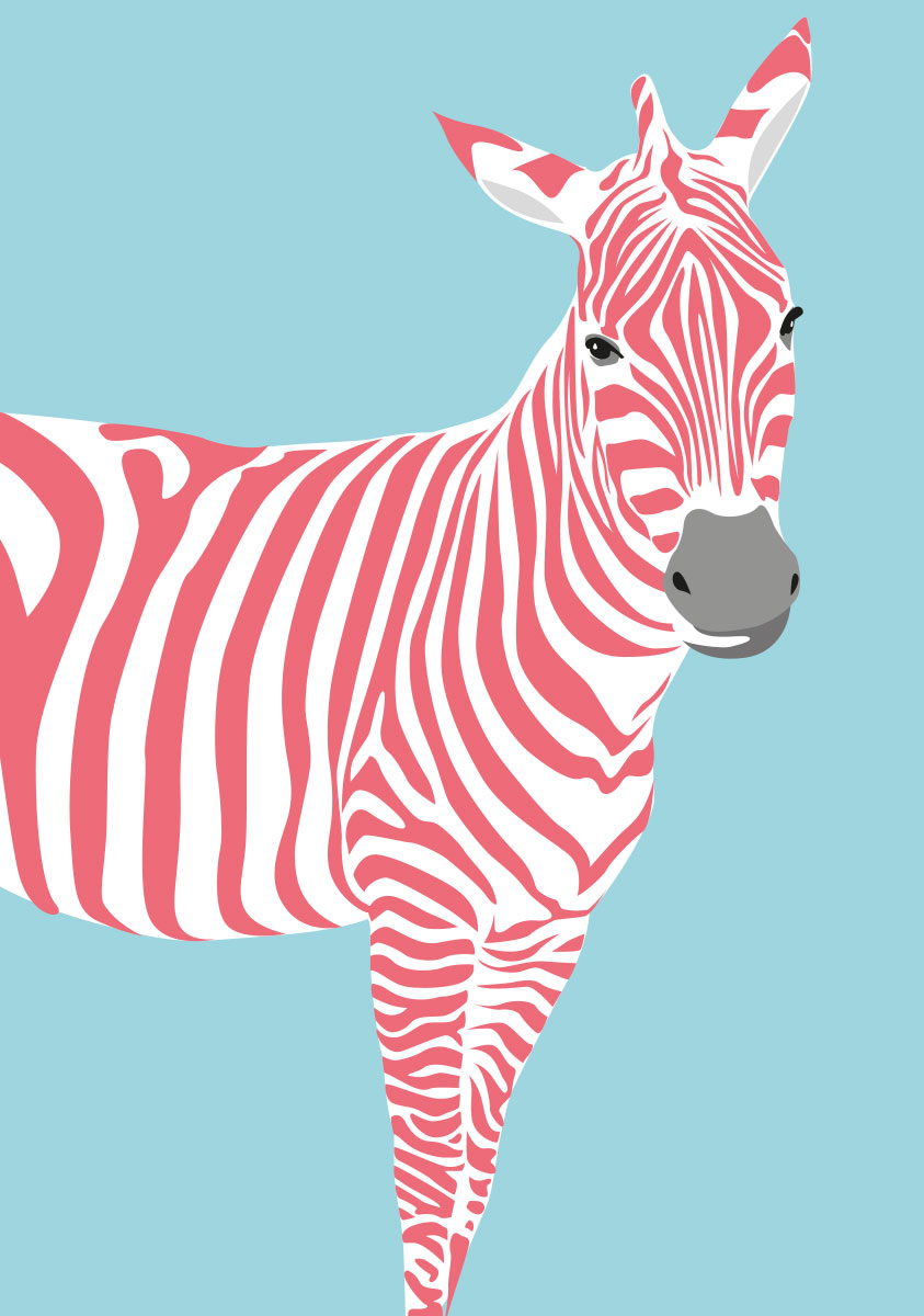 Postcard - luminous - zebra