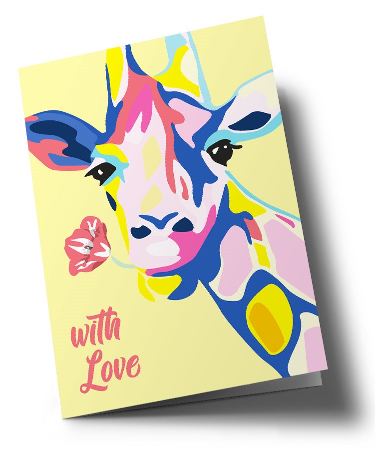 Doublecard C6 - happiness - colorful giraffe