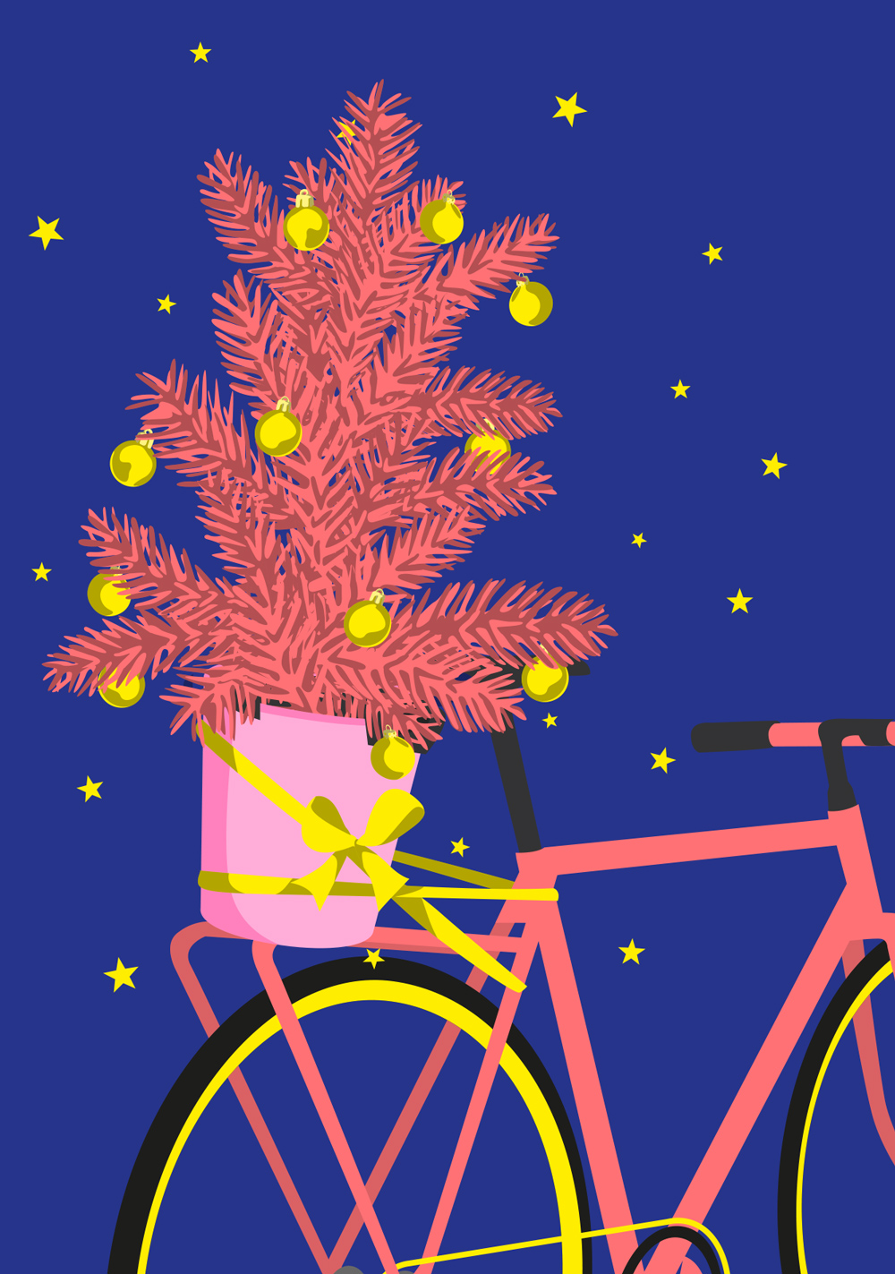 Postcard - luminous - Bike with tree