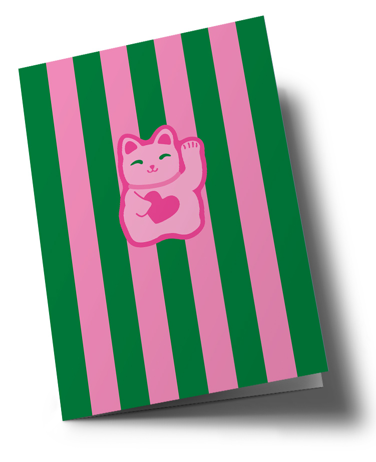 Klappkarte C6 - malibu - Winkekatze