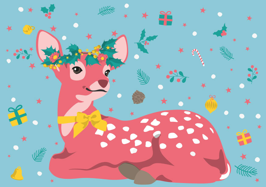 Postkarte - luminous - christmas bambi