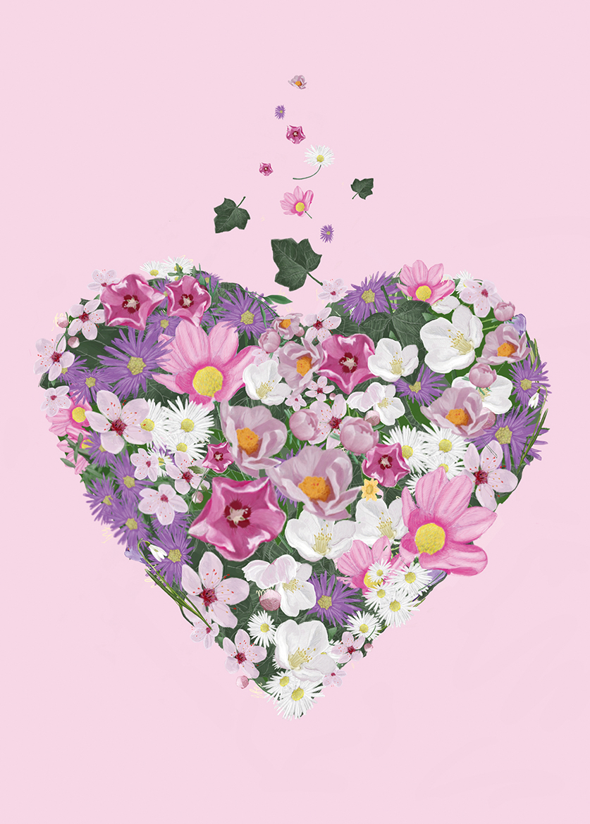 *PK - m-illu Save the bees Blumenherz rosa *PK - m-illu Save the bees Blumenherz rosa