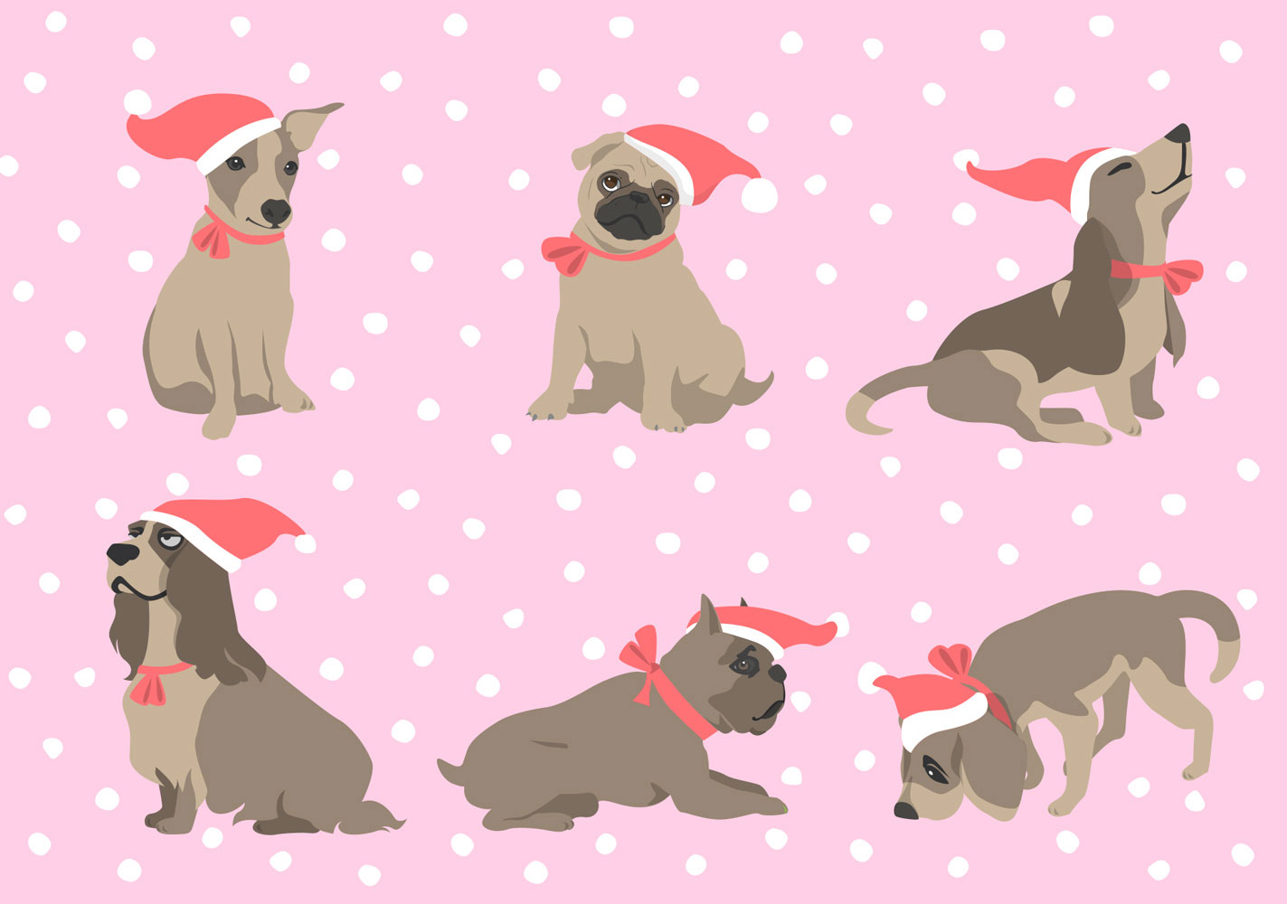 Postkarte - luminous - dogs xmas