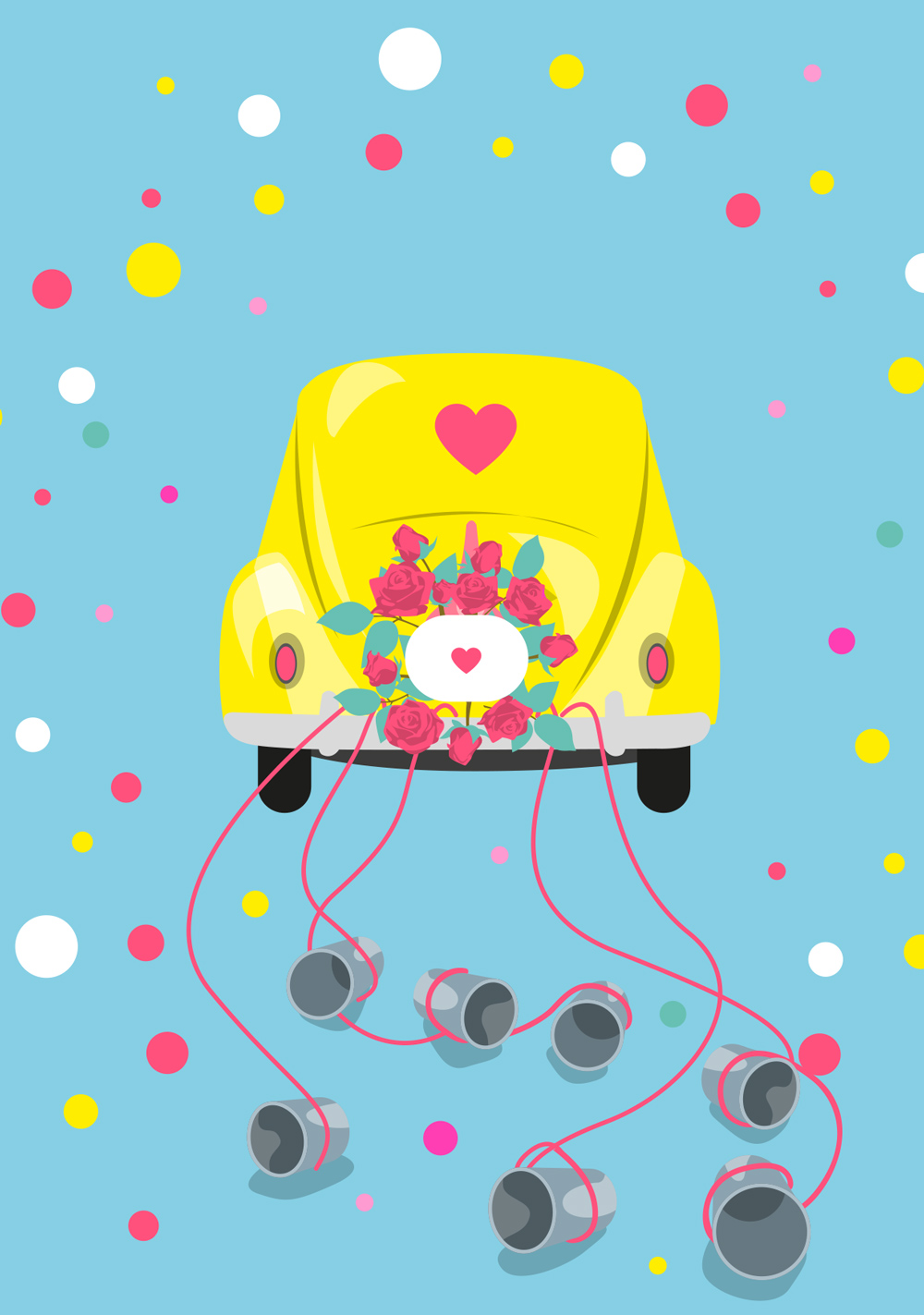 Postcard - neonstyle - just married
