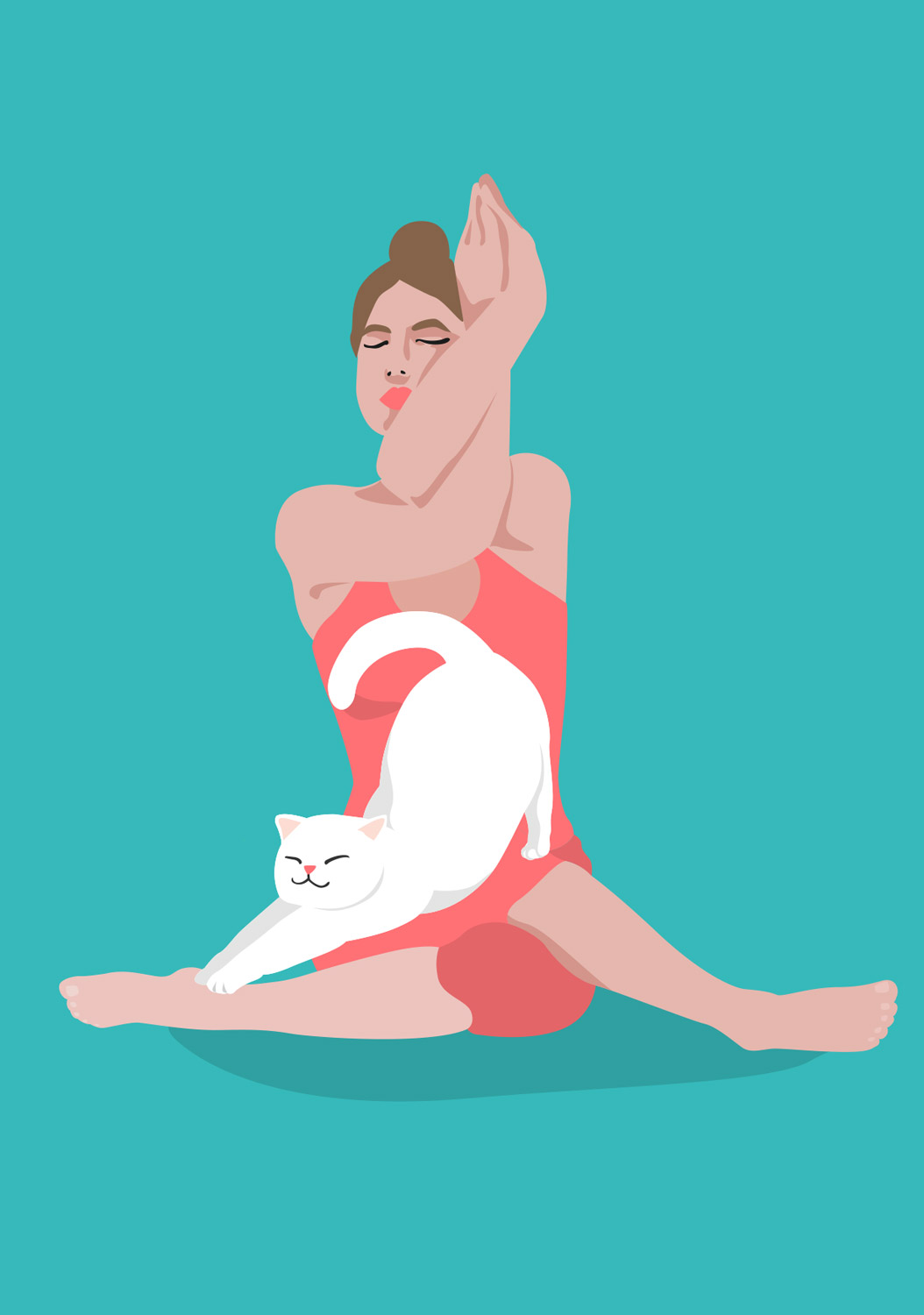 Postcard - happiness - Yoga Cat II