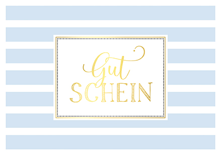 Klappkarte C6 - La Card - Gutschein, blau gestreift