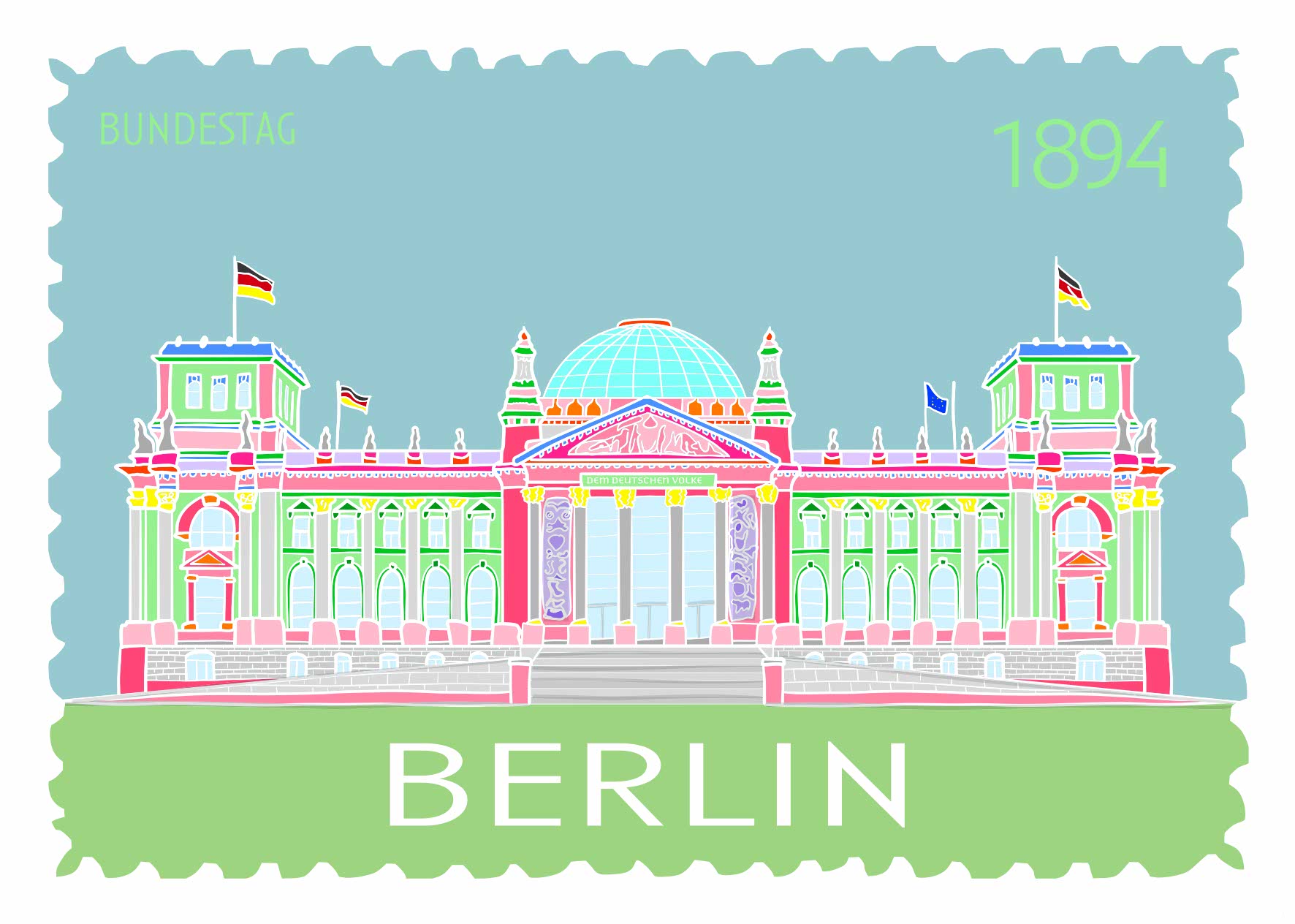 Postkarte - Limo & Mo - Rotes Rathaus Postkarte - Limo & Mo - Rotes Rathaus