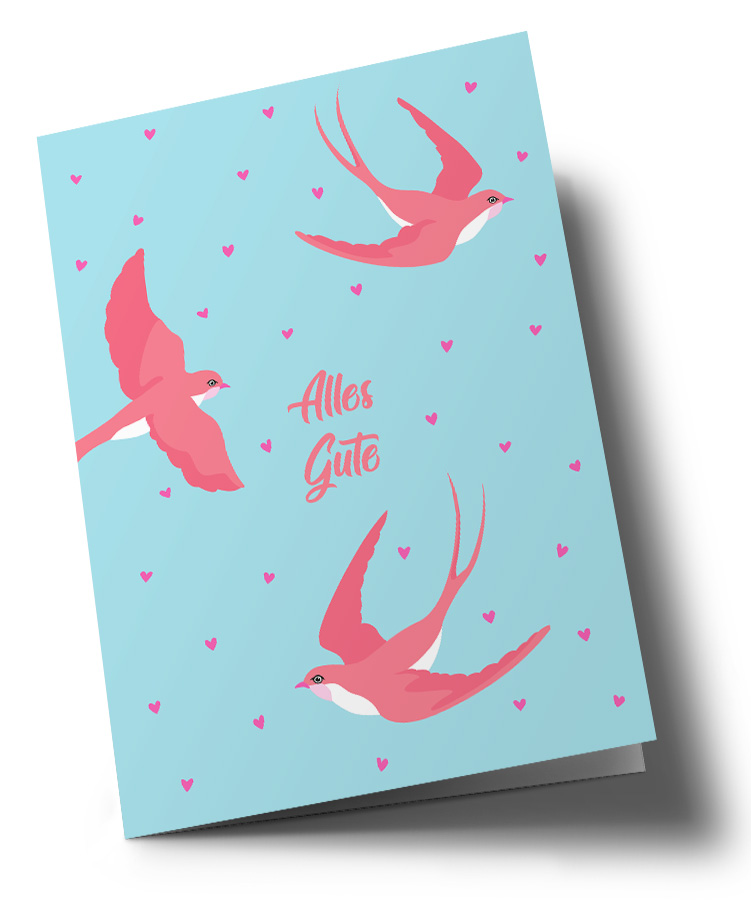 Doublecard C6 - happiness - Swallows Alles Gute