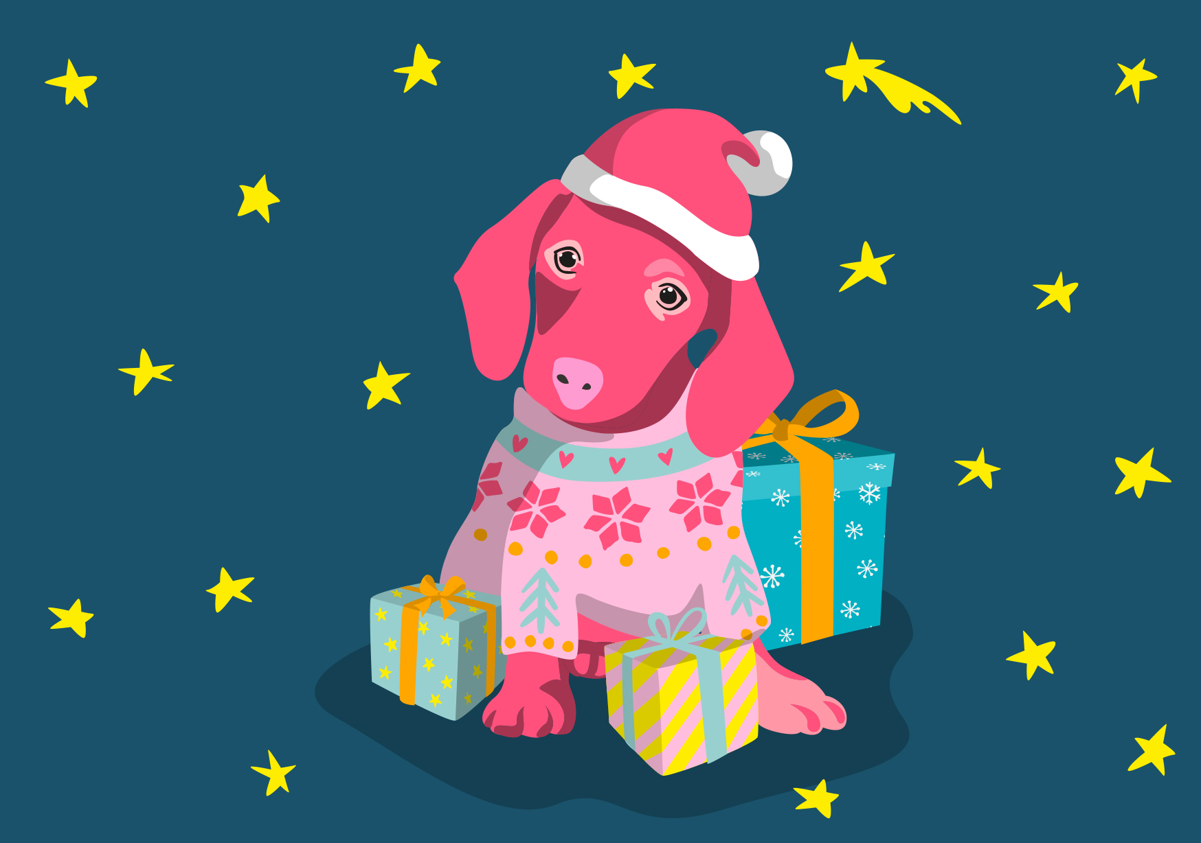 Postcard - luminous - Winter Dachshund