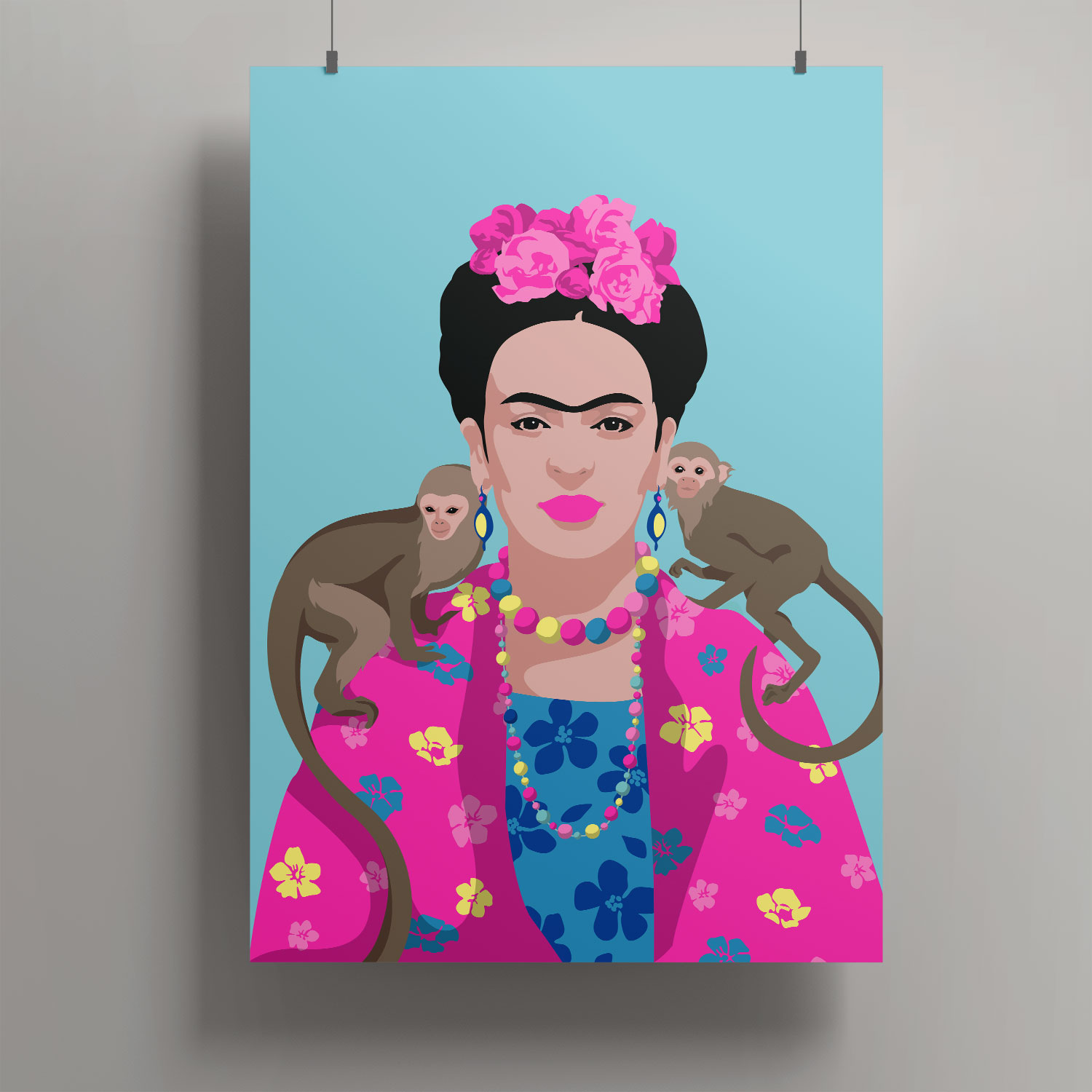 Artprint A3 - Frida Kahlo with monkeys